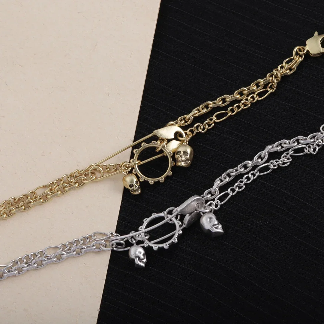 fashion Vintage Skull Head Pin Bracelet for women Top designer matching 2023 new in bangles for women free shipping items