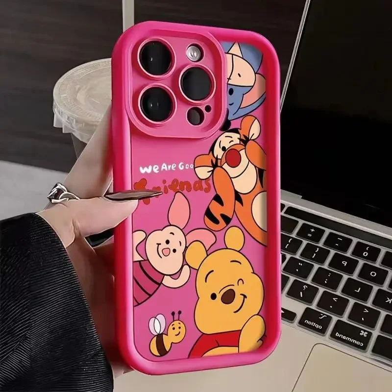Disney Winnie Pooh Luxtury Phone Case For iPhone 15 14 Pro Max 13 12 11 Pro XS Max X XR 7 8 15 Plus SE 2020 Soft Silicone Cover