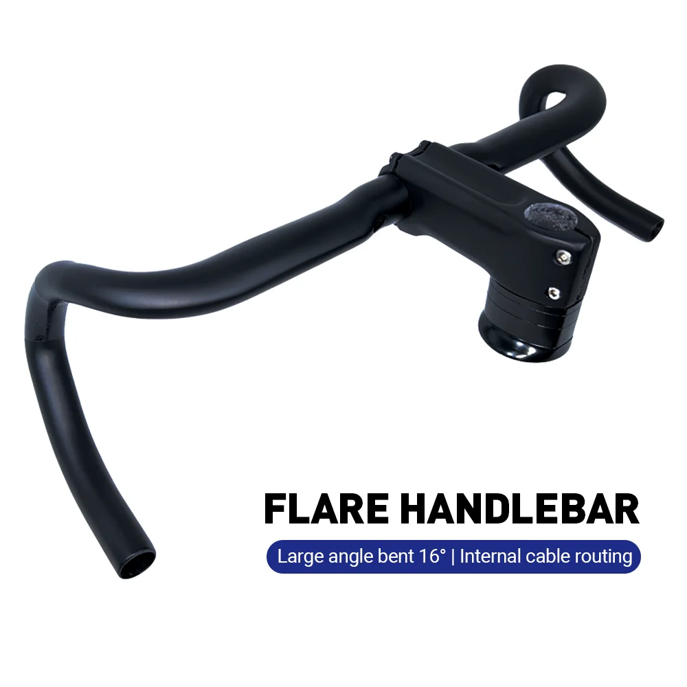 2022 Gravel Handlebar Carbon Fiber Stem 70/90/100/110 Flare Handlebar