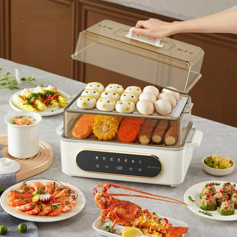 Electric Food Steamer Home Steam Cooker 3-layer Transparent Stainless Steel Breakfast Machine Kitchen Appliance Cocina Electrica