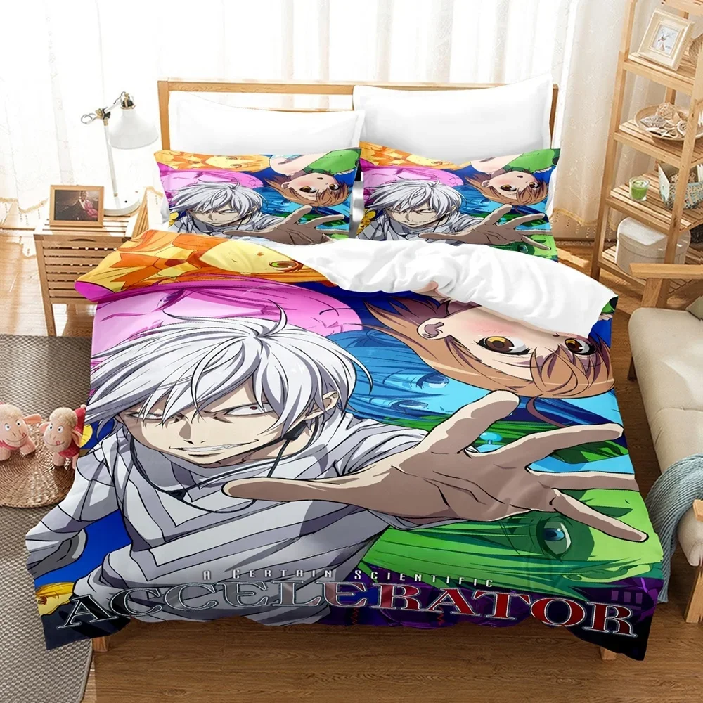 Fashion Anime A Certain Scientific Accelerator Bedding Set Single Twin Full Queen King Size Bed Set Adult Kid Bedroom Duvetcover