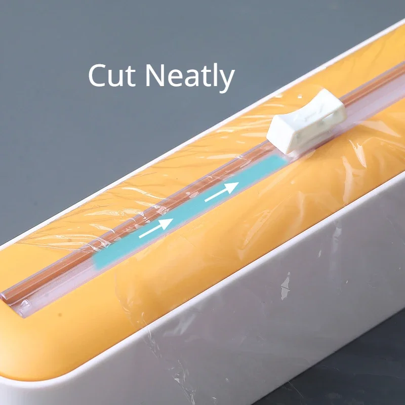 Cling Wrap Dispenser Food Film Dispenser Plastic Wrap Cutter Cling Film Cutter Kitchen Wrap Dispenser Plastic Wrap Dispenser Adjustable Baking Paper Tin Foil Cutter Disposable Plastic Film Cutter Kitchen Storage Cutting Box