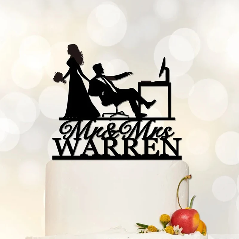 

Personalized Computer Programmer Cake Topper Programming Wedding Cake Topper Programmer Theme Party Couple Cake Topper