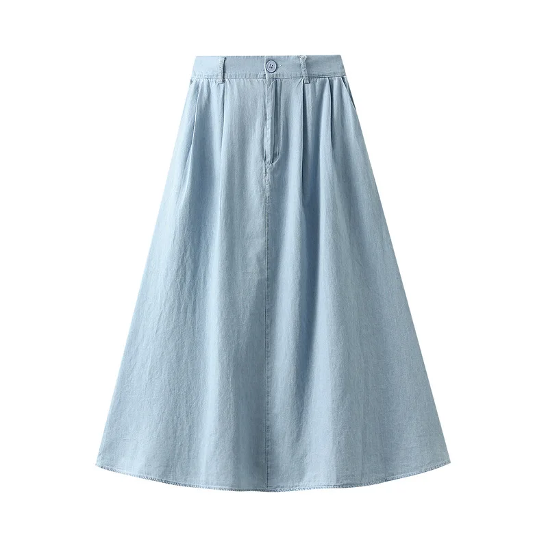 

Summer New Women's Thin Long Skirt High Waist Slim A-line Skirt Medium Long Skirt Korean Denim Skirt Half Length Skirt