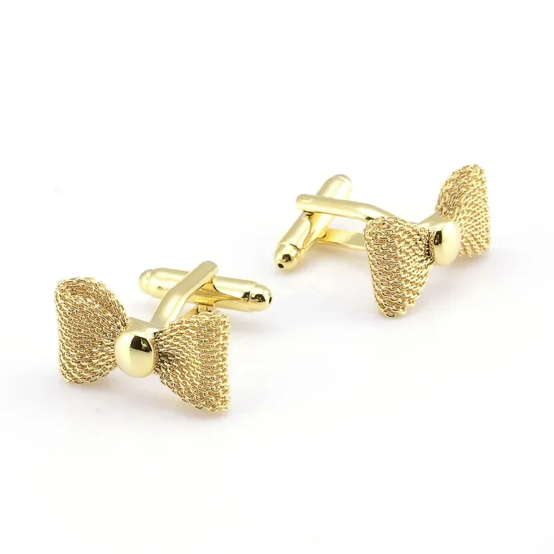 Metal Bow Cuff Links New Trendy Gold Sliver Color Business Party Shirts for Cufflinks Men Gifts Accessories mens cufflinks