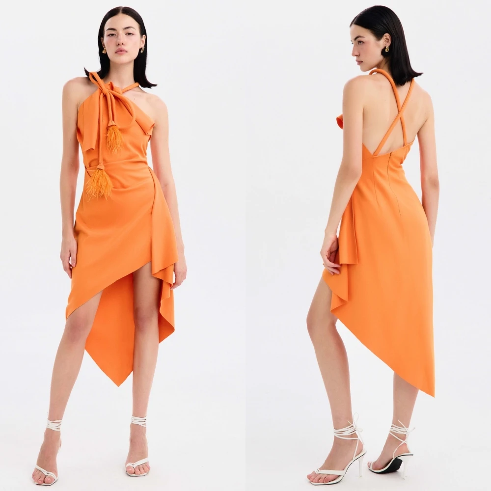 Jersey Bow Pleat Birthday Sheath Halter Bespoke Occasion Gown Midi Dresses