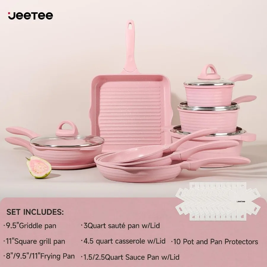 23‑Piece Pink Nonstick Cookware Set – Induction Compatible 2