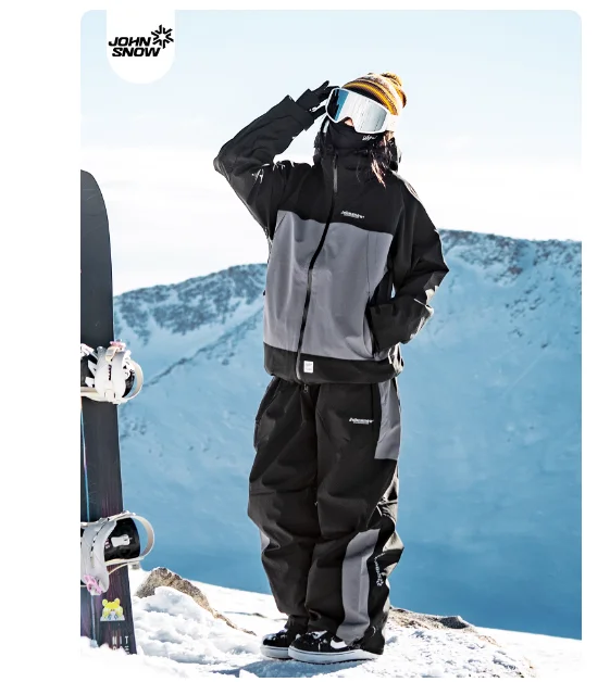 JOHN スノーボードウェア ブラック ジョンスノー-男性と女性のためのシングルおよびダブルボードスキー