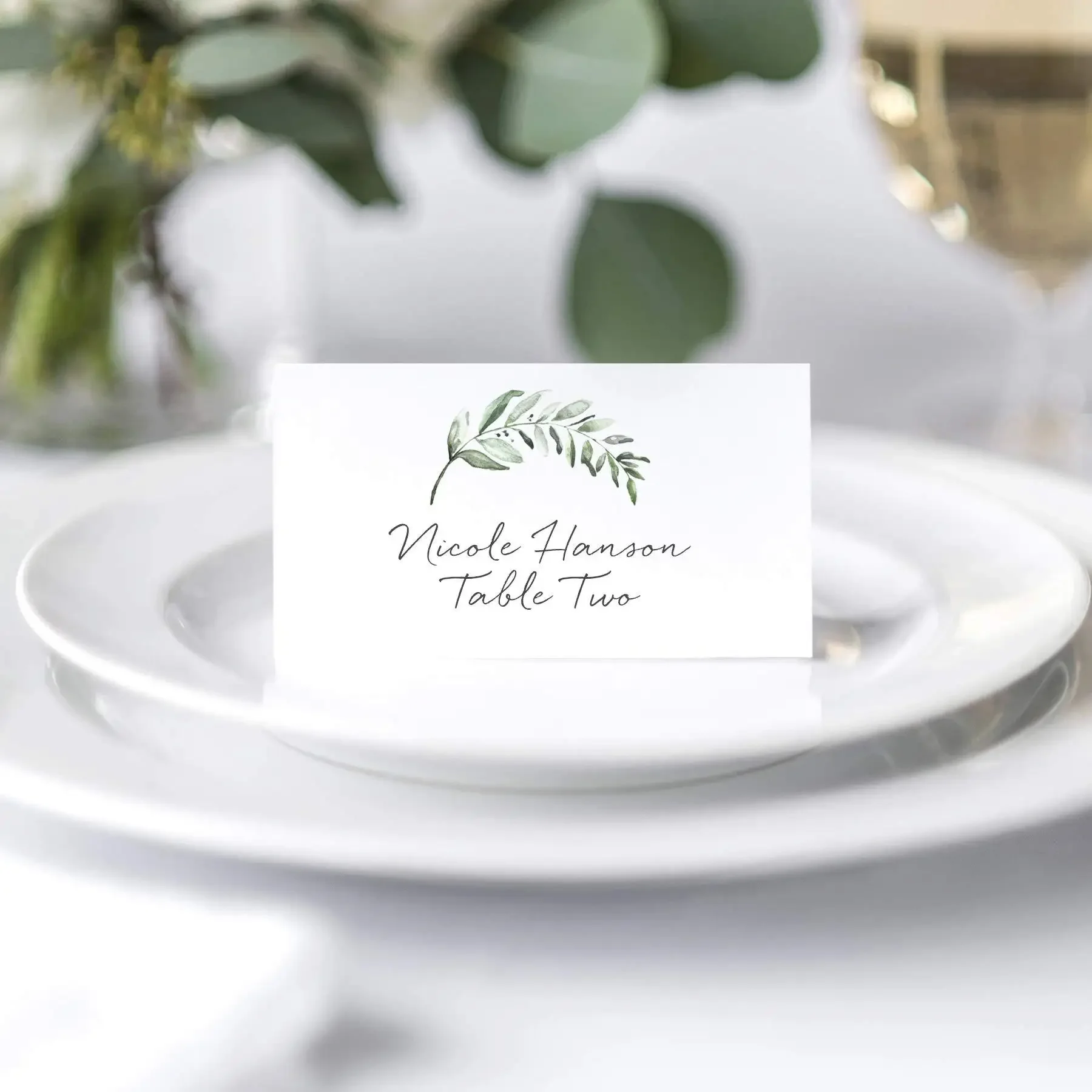 10pcs Simple Plant Print Wedding Seating Number Table Cards Name Place Card for Christmas Birthday Banquet Party Greeting-Cards