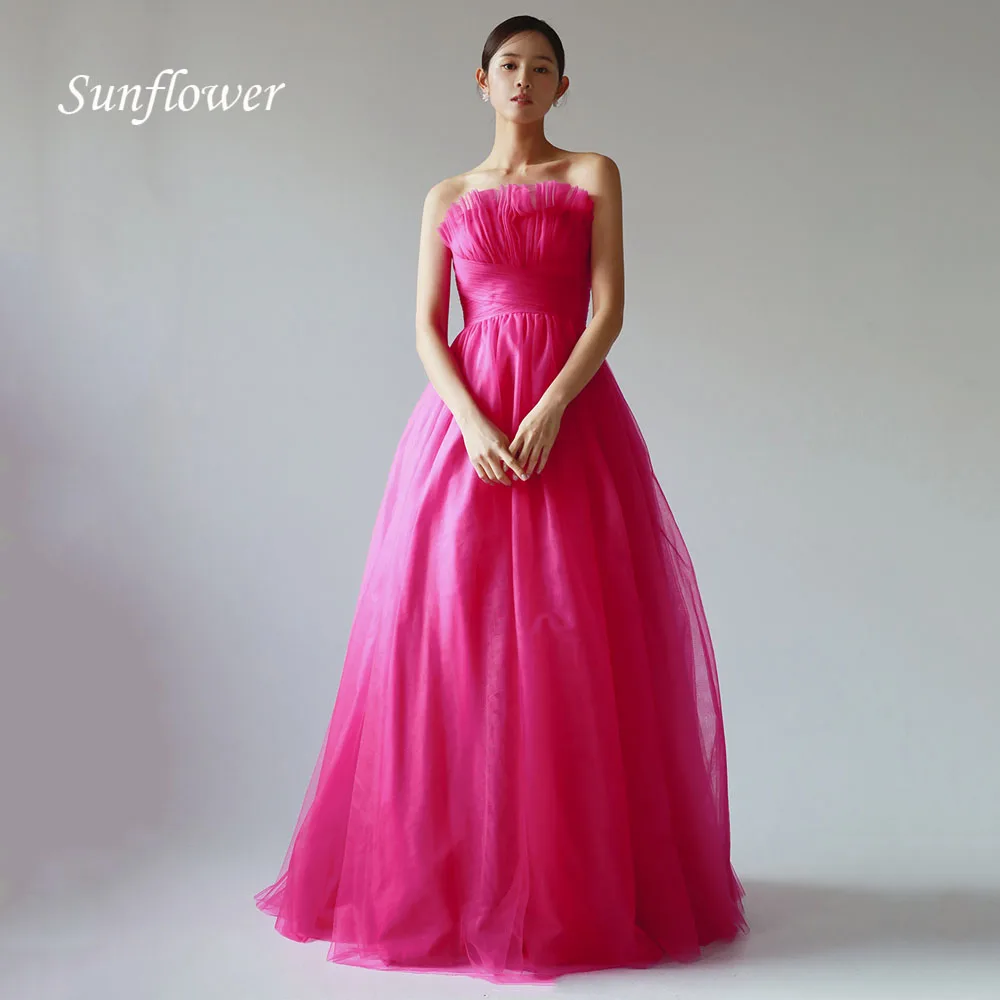 

Sunflower Fuchsia Strapless Simple Beauty Bride Wedding Party Dress Backless Korea 드레스 Photography Wedding Dresses for Women