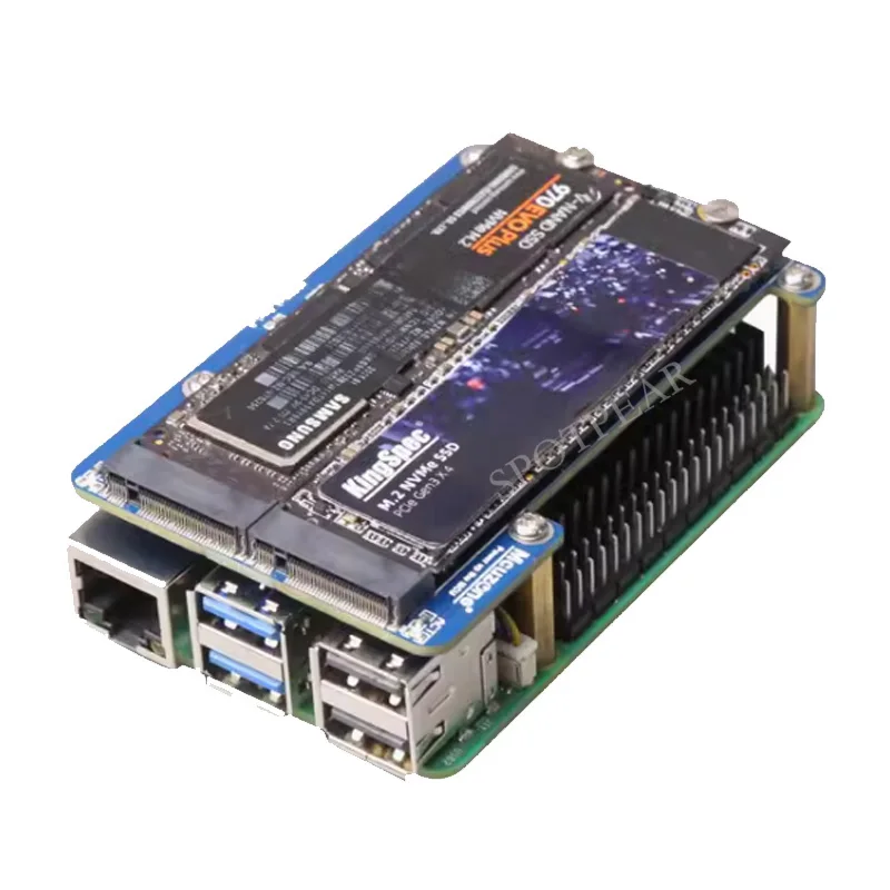 라즈베리 파이 5 PCIe to M.2 NVMe 듀얼 SSD 어댑터, MPS2280D 보드, HAT 파이 5 더블 2280, NVME SSD에서 지지대 부팅 불가 