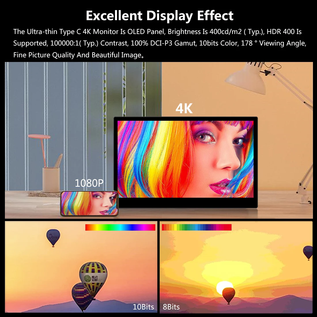 13.3 ġ 4K OLED ġ ޴  ȭ, C Ÿ HDMI ̴ DP ȣȯ ӿ  PC  Xbox ġ