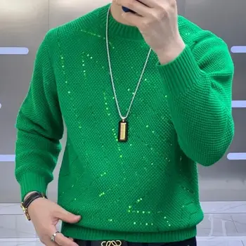 Men's Solid Cashmere Knitting Sweaters Soft Warm O-Neck Casual Pullovers Winter Long Sleeve High Quanlity Tops Jumpers D91