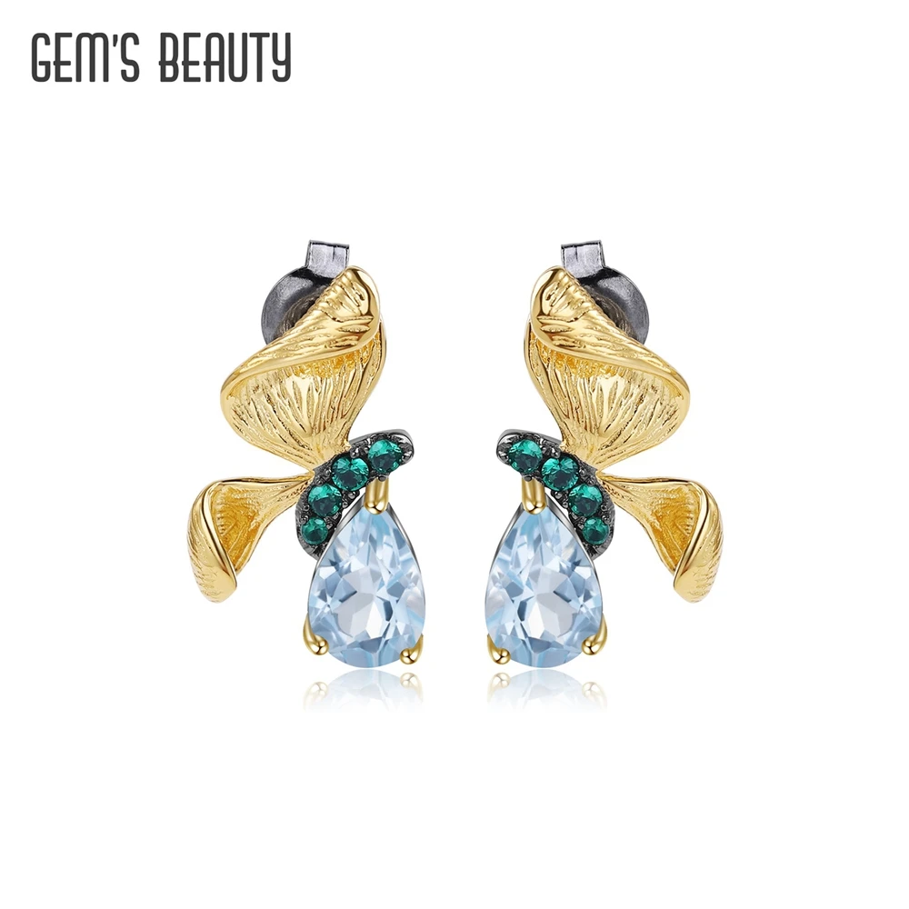 

GEM'S BEAUTY Original Handmade Butterfly Genuine 925 Sterling Silver Ear Studs Earrings For Women Fine Jewelry Gift Bijoux