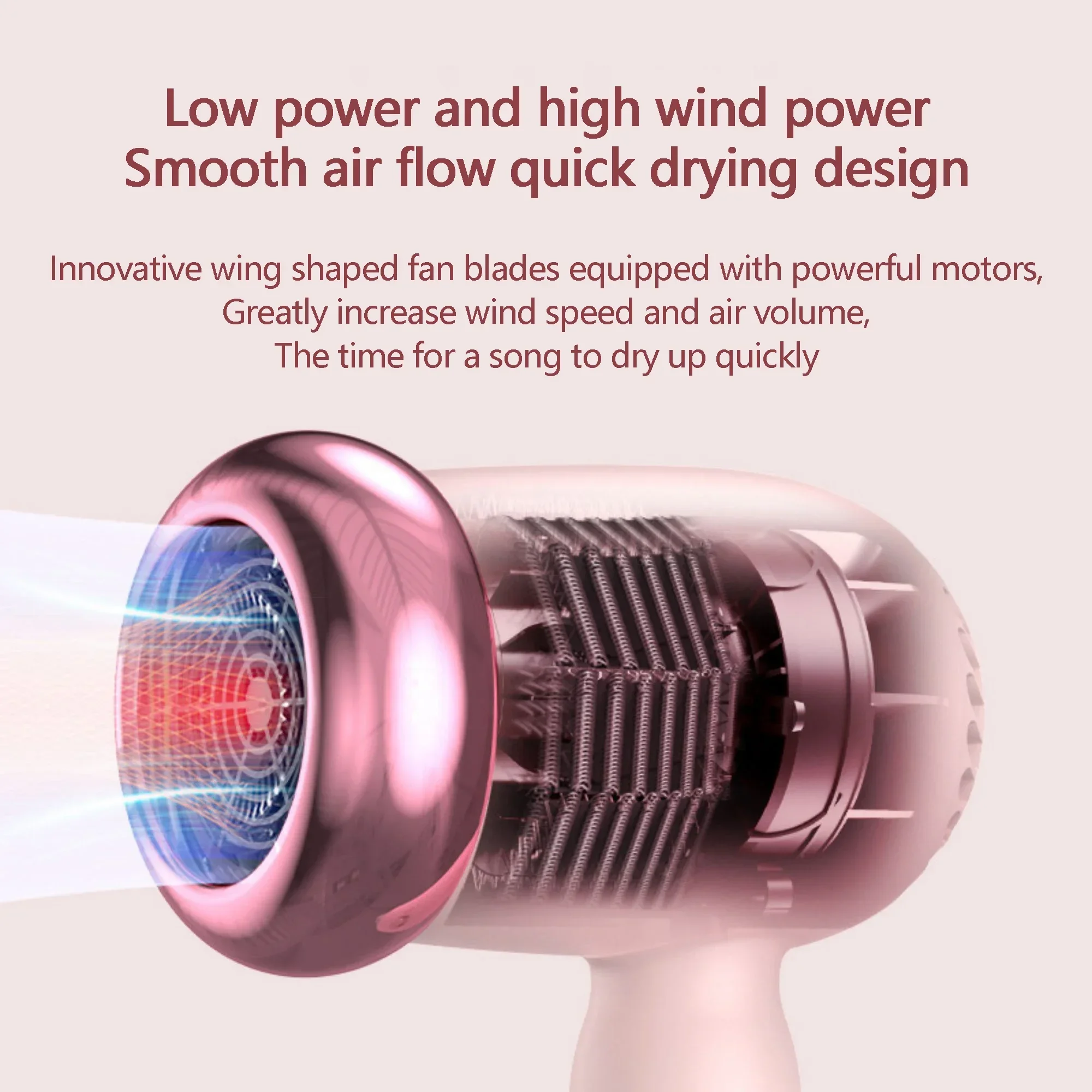 Description Picture 4 of itemTinsol hair dryer hot and cold air brush hair dryer low noise constant temperature fast drying for home use anion hair dryer