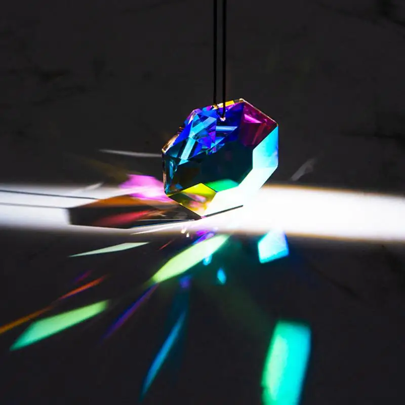 57mm Colorful Suncatchers Crystal Prisms Hanging Flower Faceted Glass Chandelier Pendant Light Rainbow Catcher Home Garden Decor