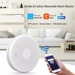Tuya WIFI Smoke and Carbon Monoxide Combination Detector Fire Alarm Sensor 85dB Alarm Real Time App Notification with Self-test
