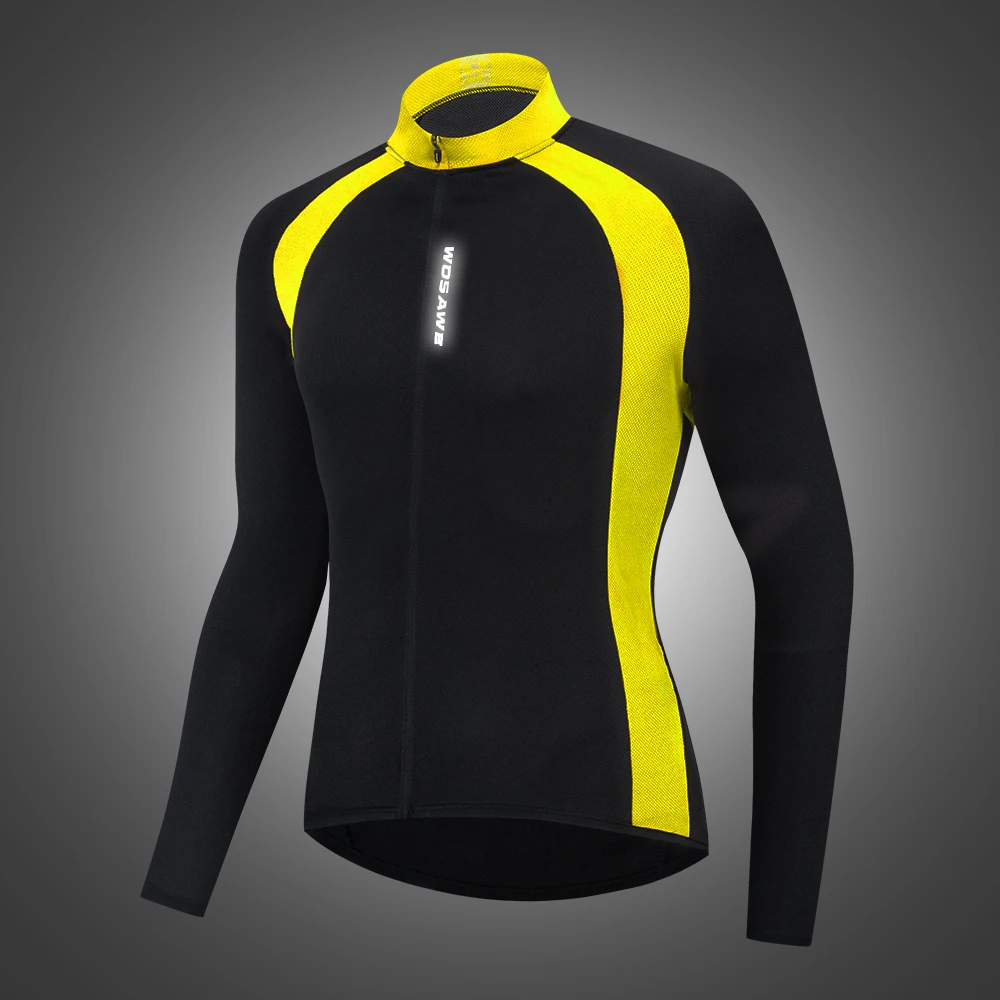 WOSAWE Men Cycling Jersey MTB Maillot Bike Shirt Downhill Jersey Reflective Cycling Wear Long Sleeve Bicycle Clothing