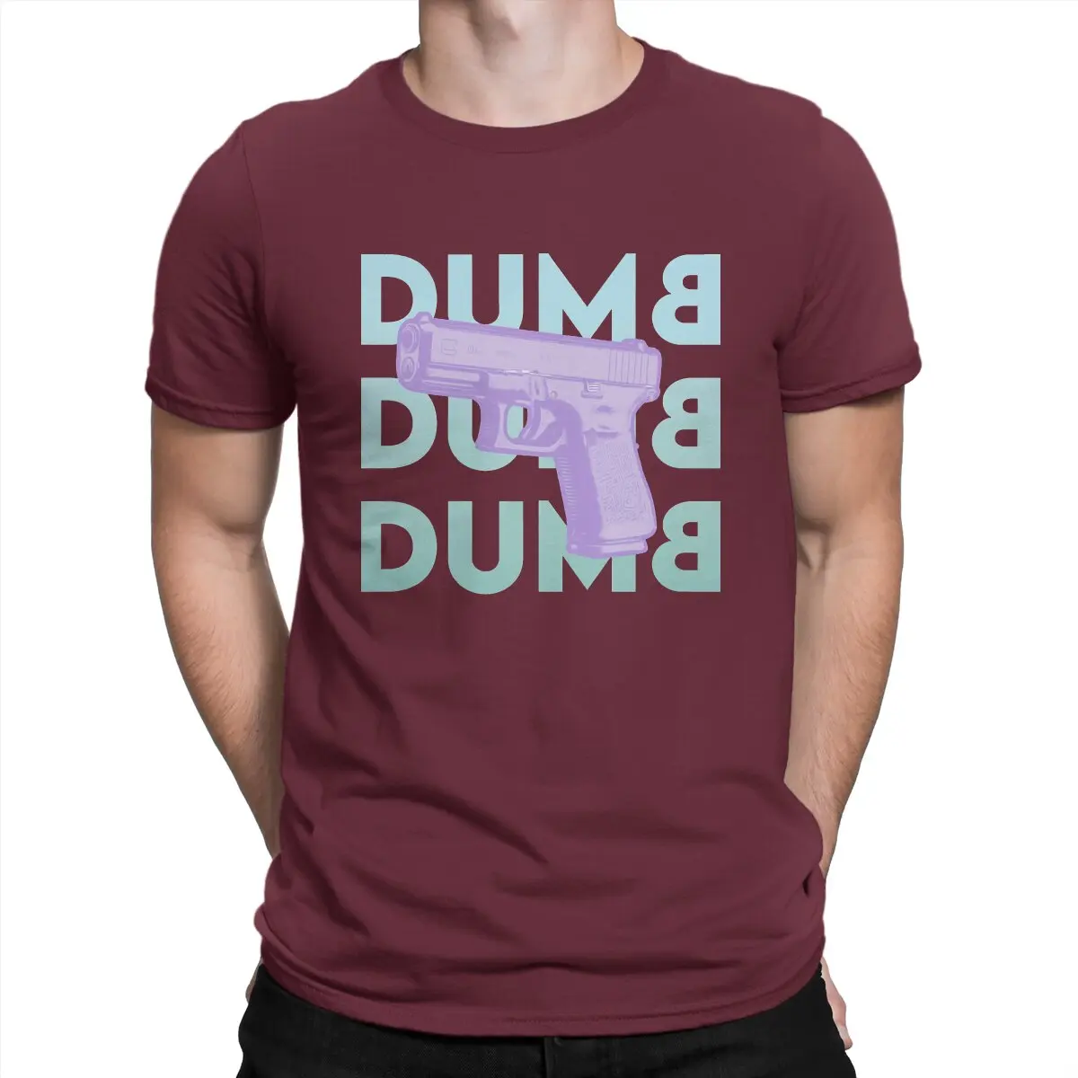 thumbnail image 1 of Camiseta de hombre Dumb Glock, Smith Cool Wesson, informal, de manga corta y cuello redondo, de algodón., 1 of 7
