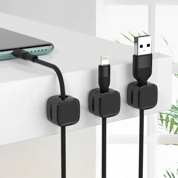 1/3/6pcs Adjustable Cable Holder Magnetic Wire Cord Car Cables Clips Data Line Fixer Wire Keeper Office Organizers Desk Storage 2