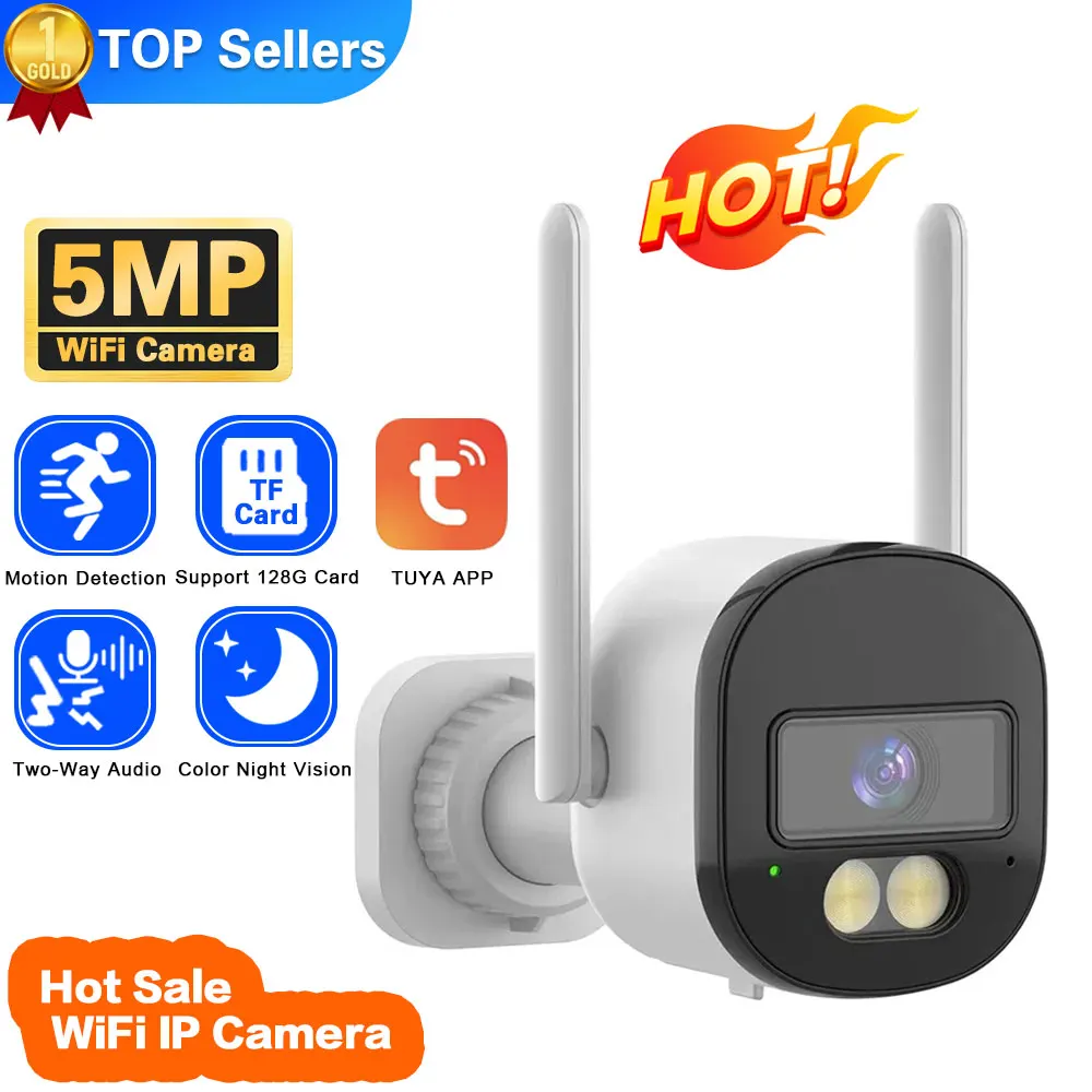 Tuya 5Mp Hd Wifi Telecamere Bullet Camera Pir Motion Detection Ir Visione Notturna Colorata Funziona Con Smart Home Ootdoor E Monitor Per Interni