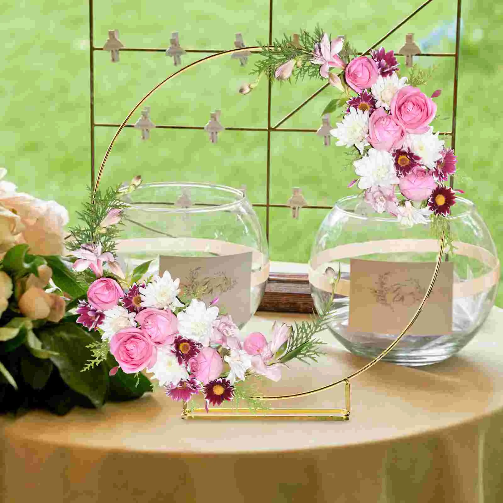Hoops The Ring Wedding Wreath Floral Dining Table Metal Centerpiece Garlands Decoration