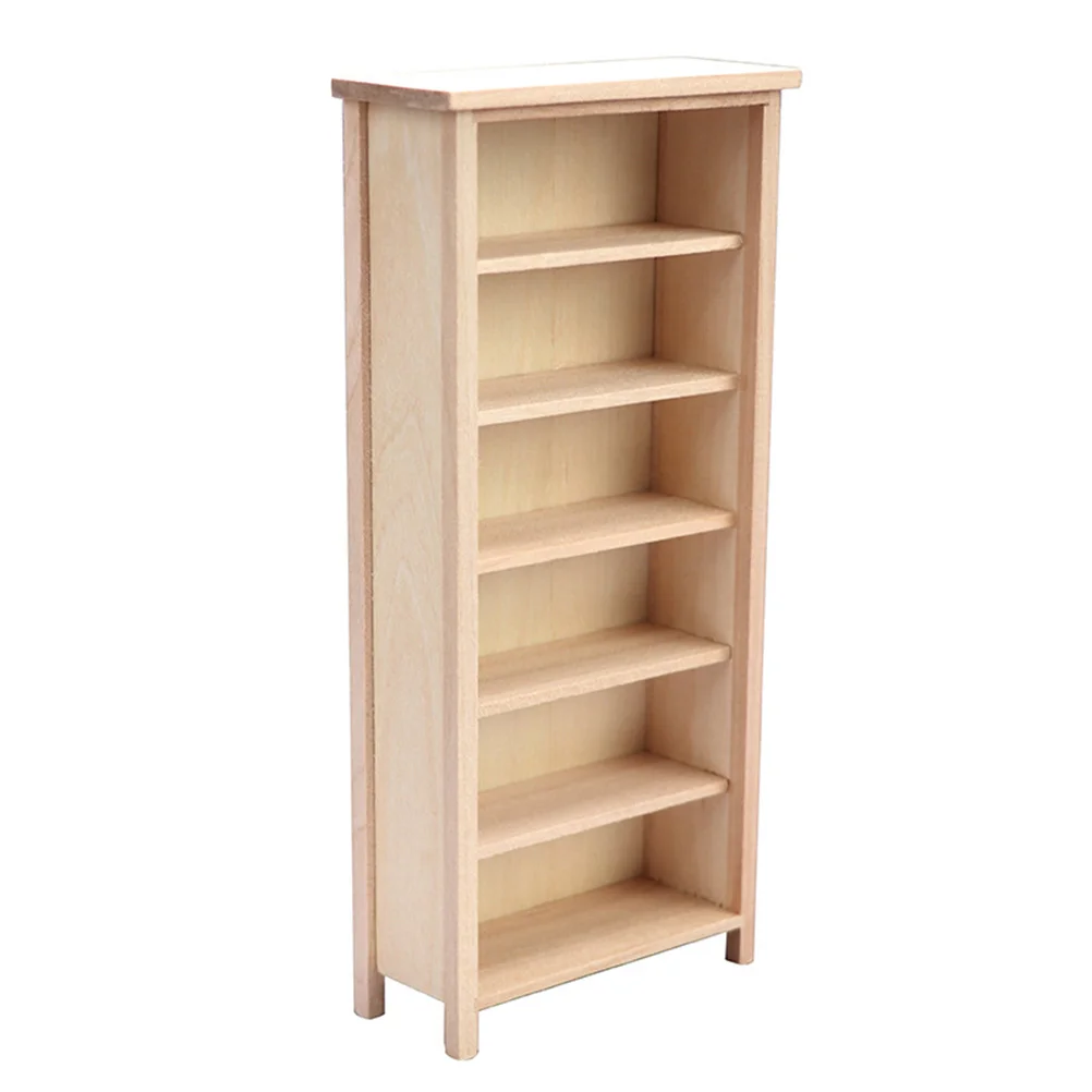 

House Model Mini Bookcase Cabinet Miniature Wooden Bookshelf Supply Furniture Vertical