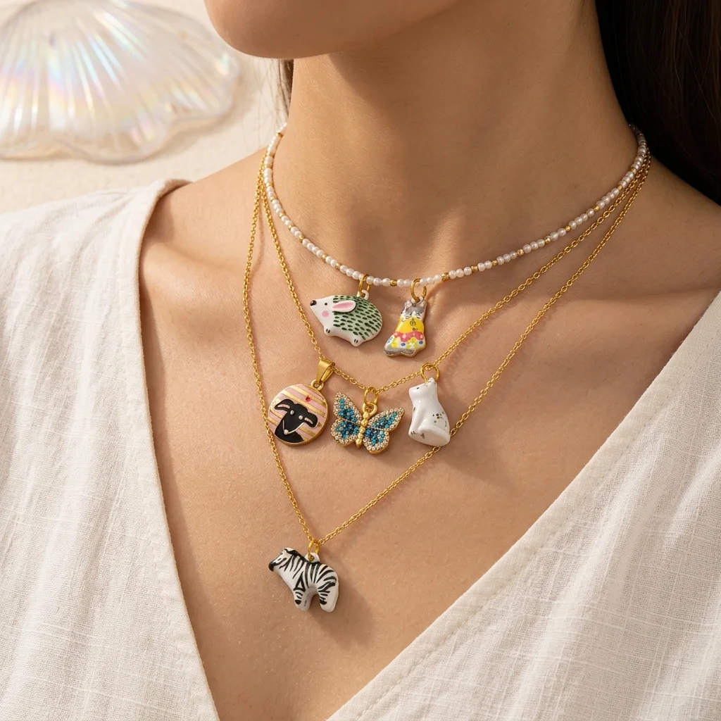 3 Stück Modische Bunte Beliebte Tier-Serie Welpen Fuchs Schmetterling Libelle DIY Anhänger Charms für Schmuck