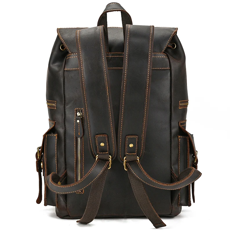 Leather Backpack Travel Pioneer™ - Dark Brown