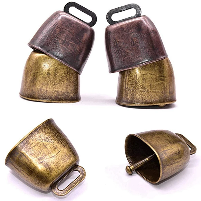 AB31-18 Pcs Metal Cow Bell, Cowbell Retro Bell For Horse Sheep Grazing Copper, Cow Bells Noise Makers