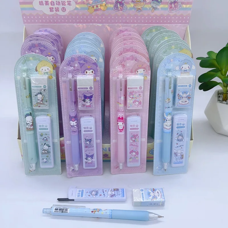 sanurgente-melody-kuromi-cinnamoroll-pochacco-ensemble-de-crayons-mecaniques-valeur-qualifiee-ale-elevee-presse-automatique-24-pieces-05mm