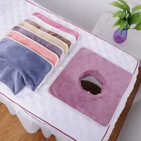 Square 35*35cm Velvet Thickened Beauty SPA Massage Table Planking Face Towel with Face Berath Hole SPA Massage Bedspread Towel 1