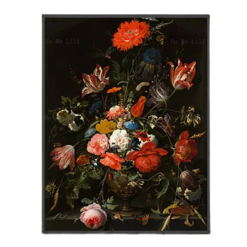 Pittura Floreale Vintage Botanical Abraham Mignon Black Nature Print Canvas Wall Art Per La Decorazione Della Camera Da Letto Del Soggiorno