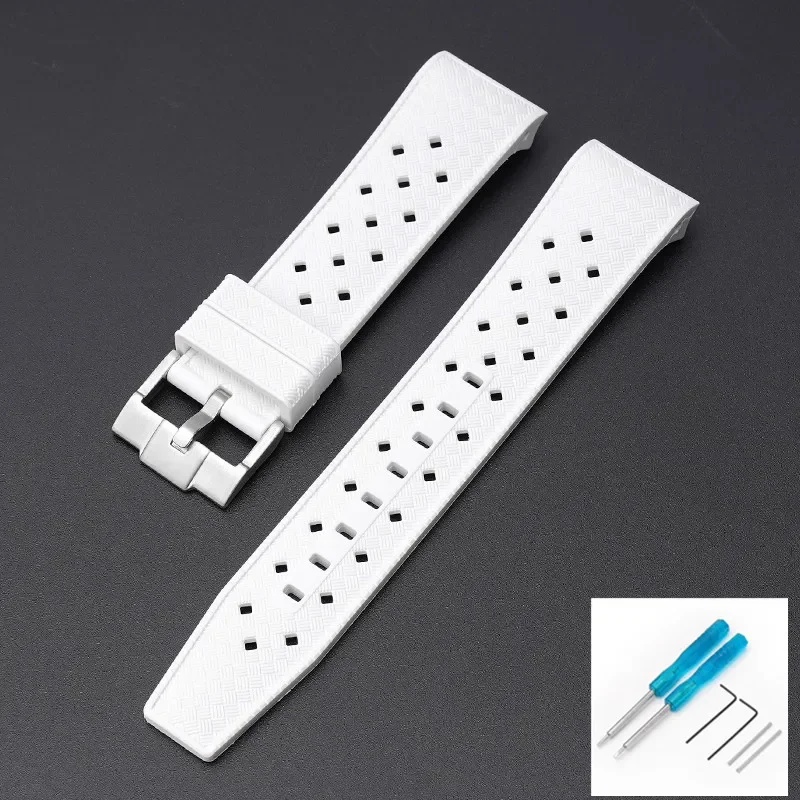 Curved End Waterproof Sport Silicone Watch Band - 22mm