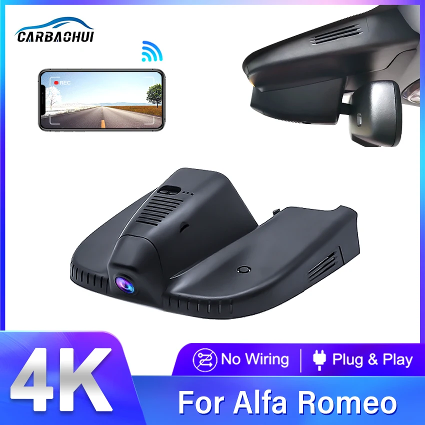 4K 2160P Plug And Play Car Dvr Wifi Dashcam Per Alfa Romeo Giulia Quadrifoglio Gta Veloce Stelvio Quadrifoglio 2015 2016-2022