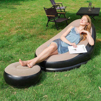 Flocked Inflatable Lazy Sofa - Made of Eco-Friendly PVC, Perfect for Leisure Chairs, Balcony Nap Chairs, and Single Recliners