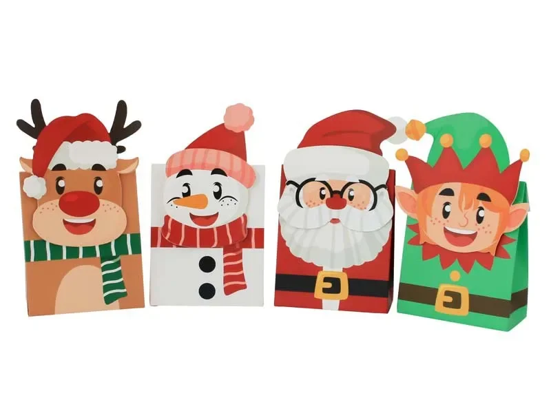 8pcs Christmas Gift Boxes Cartoon Santa Claus Candy Cookies Snack Boxes for Xmas New Year Party Biscuit Bag Noel Navidad 2025