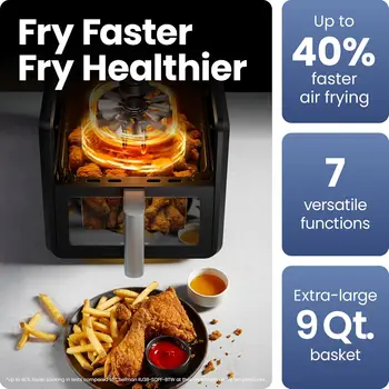 9 Qt 7-in-1 Air Fryer with Viewing Window | Fast Cooking at 450°F for Crispy Results 2