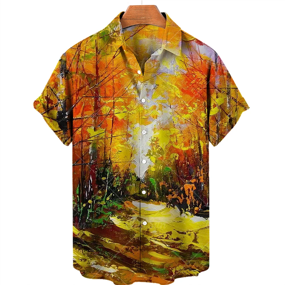 Oversized Shirt Hawaiian Beach Holiday Flower Painting Pattern Summer Casual Man Top Breathable Mens Design Clothing New 4
