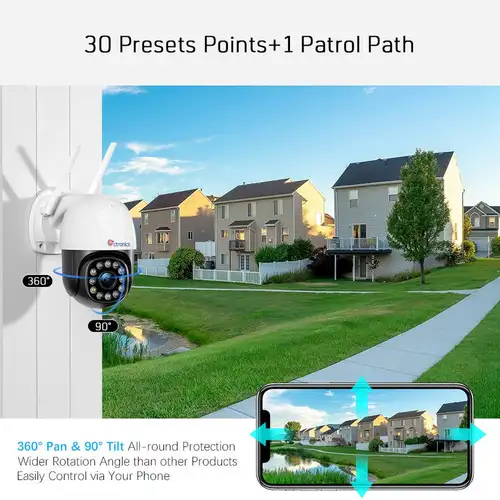 Tronics 카메라 야외 무선 보안 보호 돔 PTZ 자동 크루즈 와이파이 IP 카메라 감시 CCTV, 360 ° 2