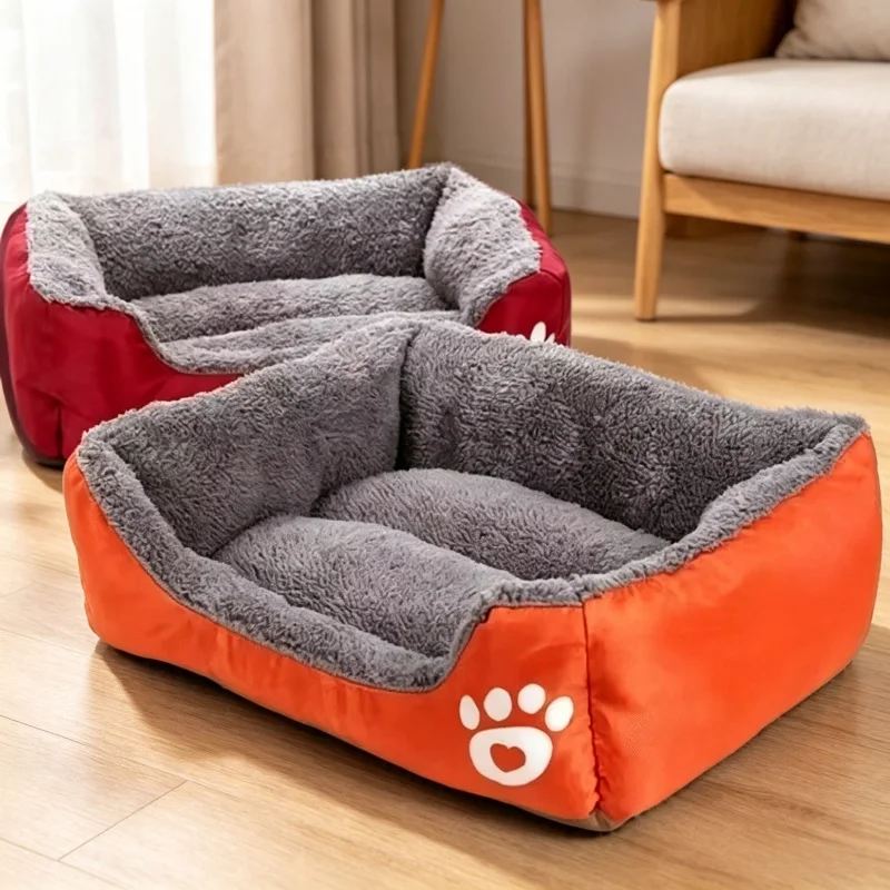 Large Plush Dog Bed & Cat Mat, Deep Sleeping Warm Soft Cushion, Calming Pet House for Small Dogs, Puppy, Chihuahua