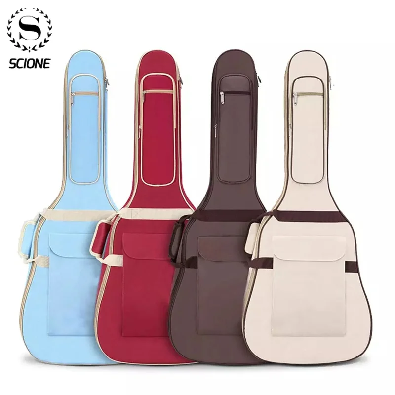 Scione Folk Guitar Bag 10MM Thickened Sponge 40/41 Inch Universal Musical Instrument Bag Acoustic Carry Case guitar bag