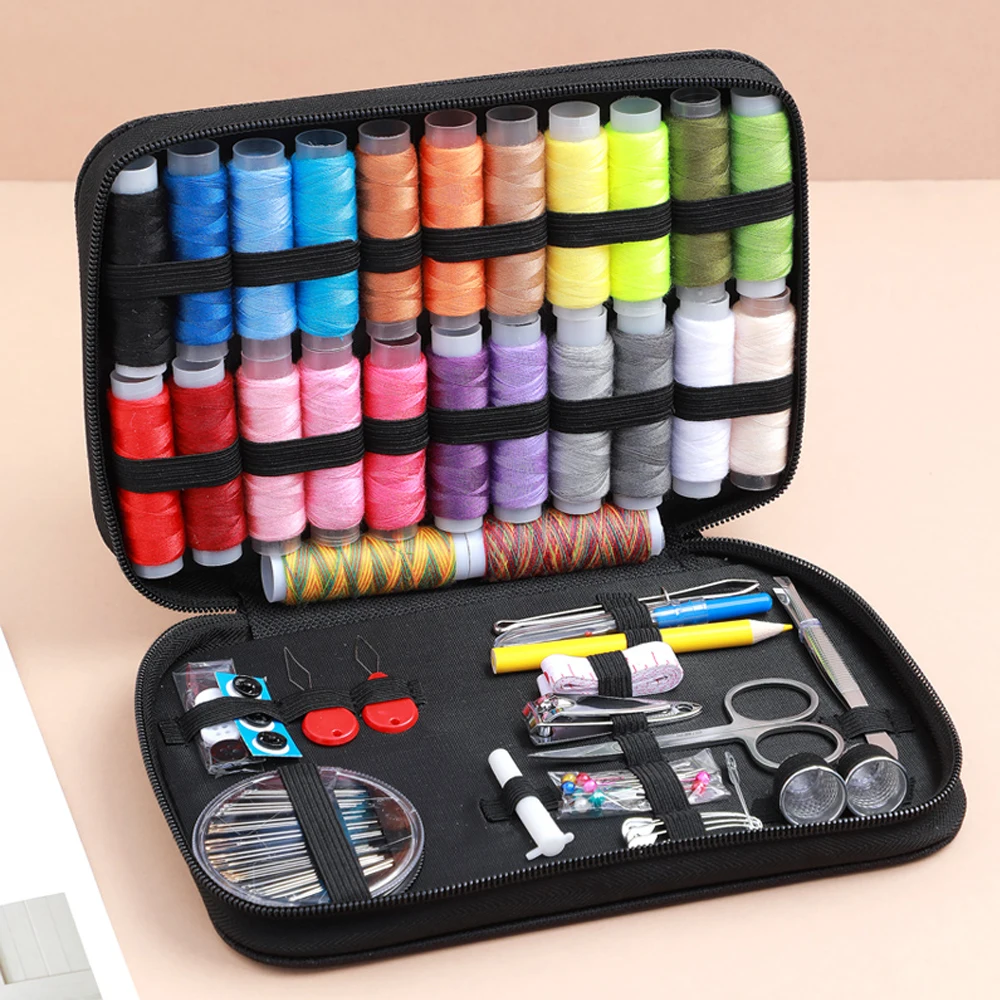 Sewing Kit Complete Set with Threads Needles Scissors Tape Measure Buttons and More for DIY Handcraft Projects Home and Travel 2