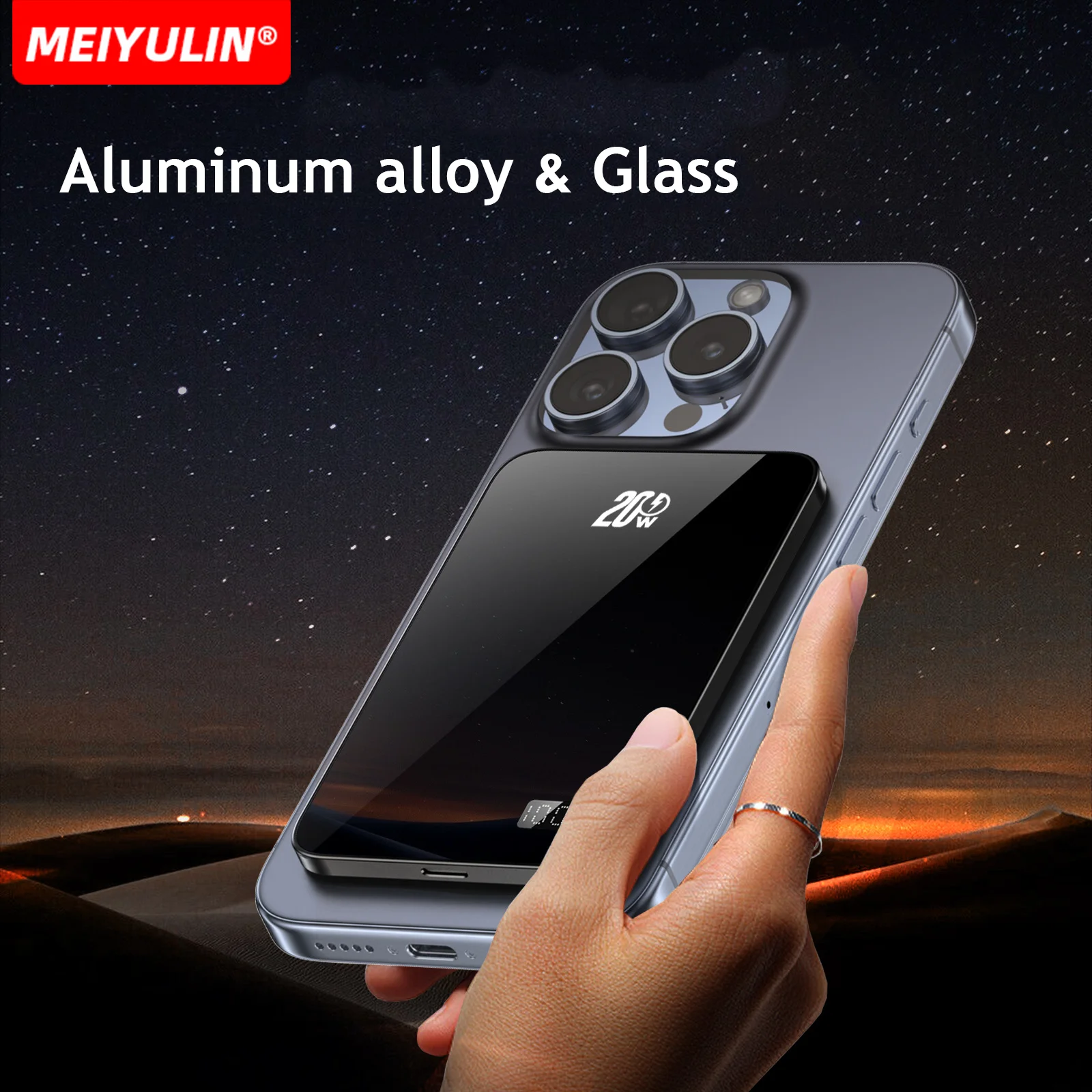 10000mAh Metal Magnetic Wireless Power Bank Portable Phone Fast Charger External Spare Battery for Magsafe iPhone Apple Watch 4