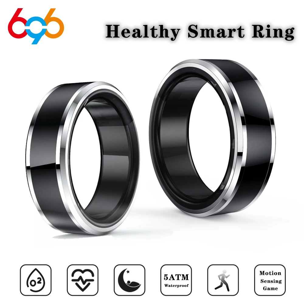 

New Smart Ring Sleep Monitoring 5ATM Waterproof Heart Rate Blood Oxygen Sports Fitness Tracker Games Health Blue Tooth Bracelet