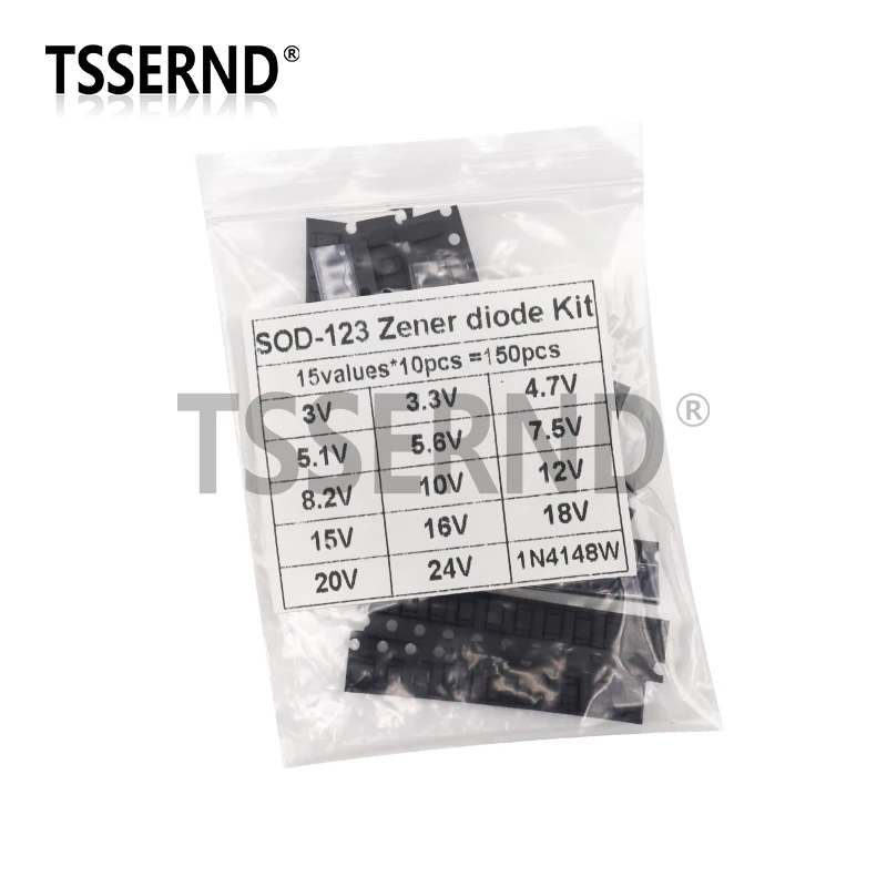 150 шт. 0,5 Вт SMD стабилитрон Диод комплект SOD-123 1206 15 значений каждый 10 шт. 3 в-24 в 1N4148 DIY набор образцов