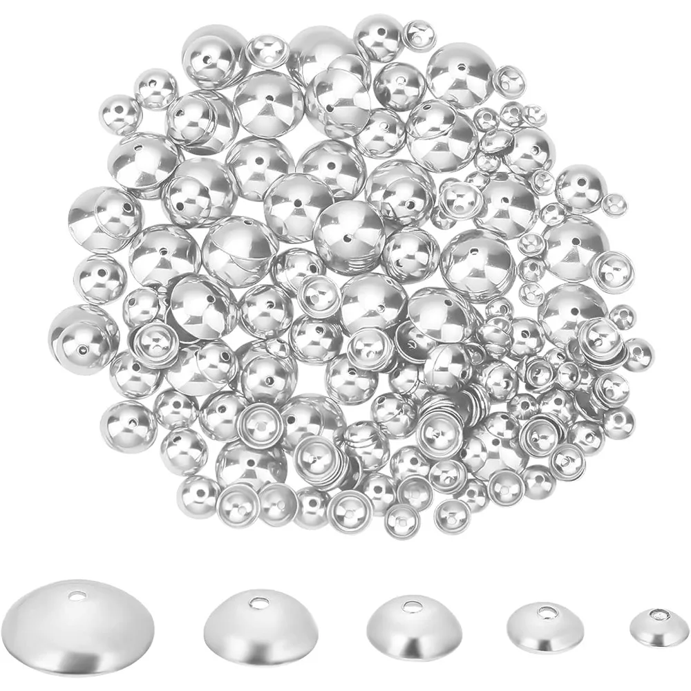 

About 250pcs 3/4/5/6/8mm Half Round Bead Caps Stainless Steel Spacer Caps Apetalous Bead Cap Spacers for Bracelet Jewelry Making