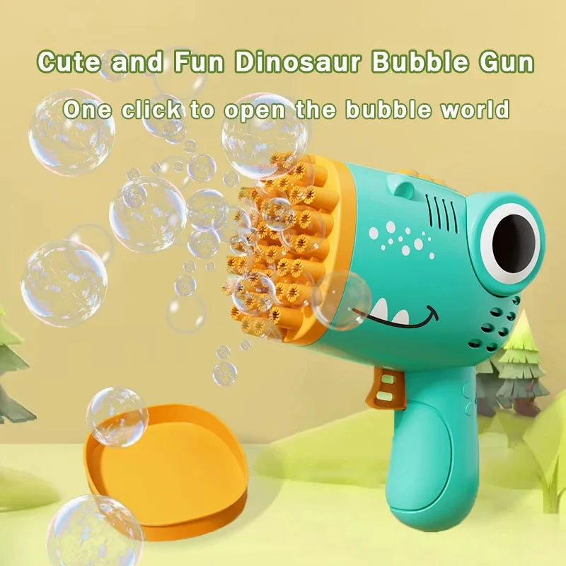 Kids 40 Hole Dinosaur Bubble Gun Toys Summer Soap Water Bubble Machine 2-in-1 Electric Bubble Machine For Children Gift Toys 4