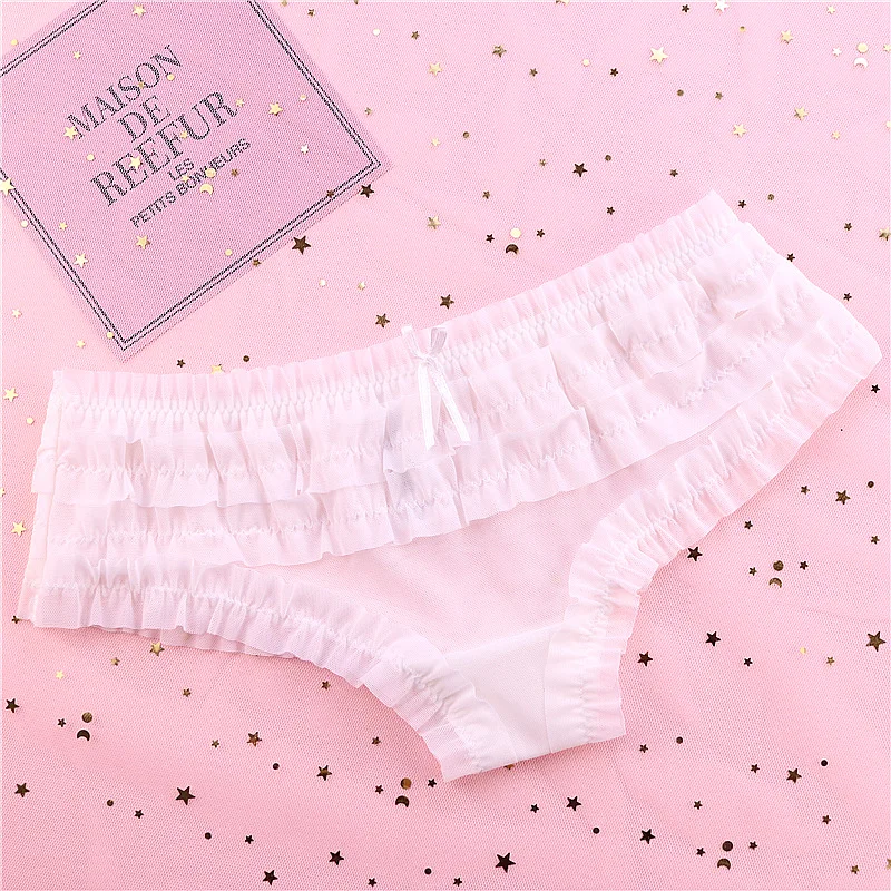 Sweet Woman Panties Cake Layer Lace Briefs Polka Dot Flower Pattern Mesh Breathable Cozy Underpant Female Low Waist Panties