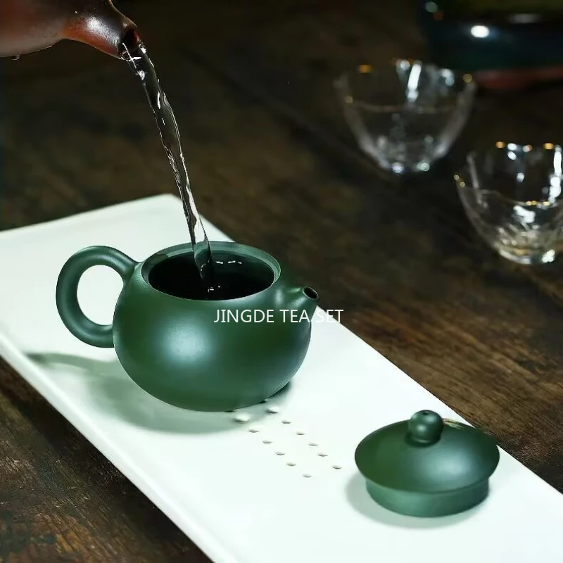 200ml Yixing purple clay peach blossom teapot mineral green clay, Xishi filter teapot business Tea set